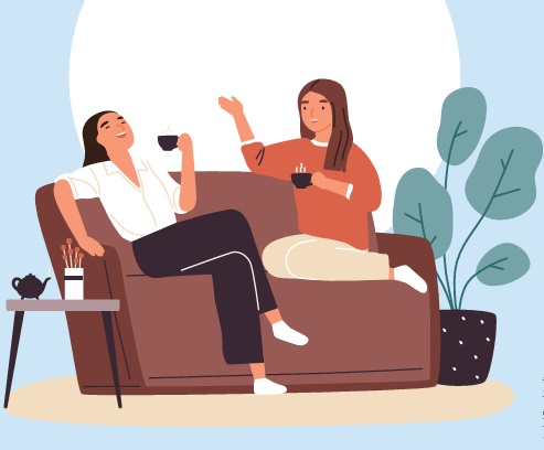 Praten op de bank illustratie 
